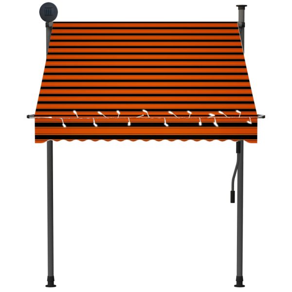 Tenda Da Sole Retrattile Manuale Led 150 Cm Arancione E Marrone - Image 4