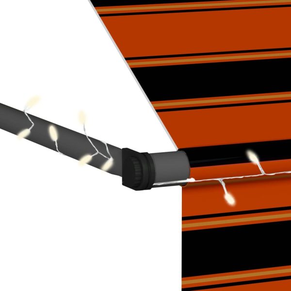 Tenda Da Sole Retrattile Manuale Led 150 Cm Arancione E Marrone - Image 6