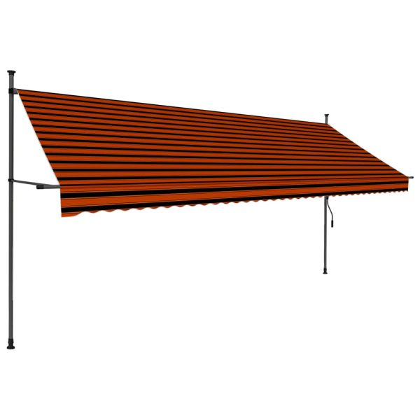Tenda Da Sole Retrattile Manuale Led 400 Cm Arancione E Marrone - Image 3