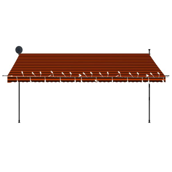 Tenda Da Sole Retrattile Manuale Led 400 Cm Arancione E Marrone - Image 5