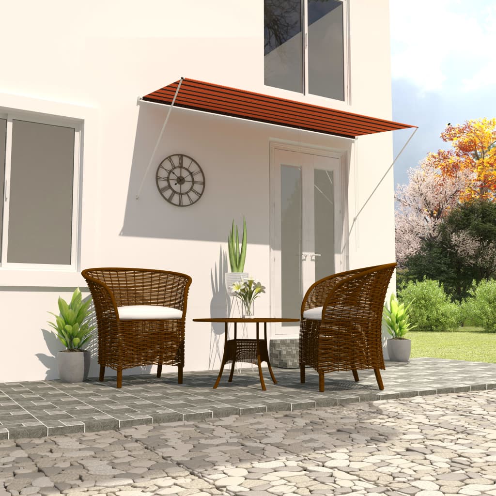Tenda Da Sole Retrattile 300x150 Cm Arancione E Marrone
