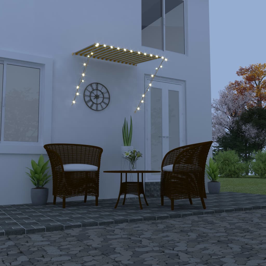 Tenda Da Sole Retrattile Con Led 150x150 Cm Giallo E Bianco