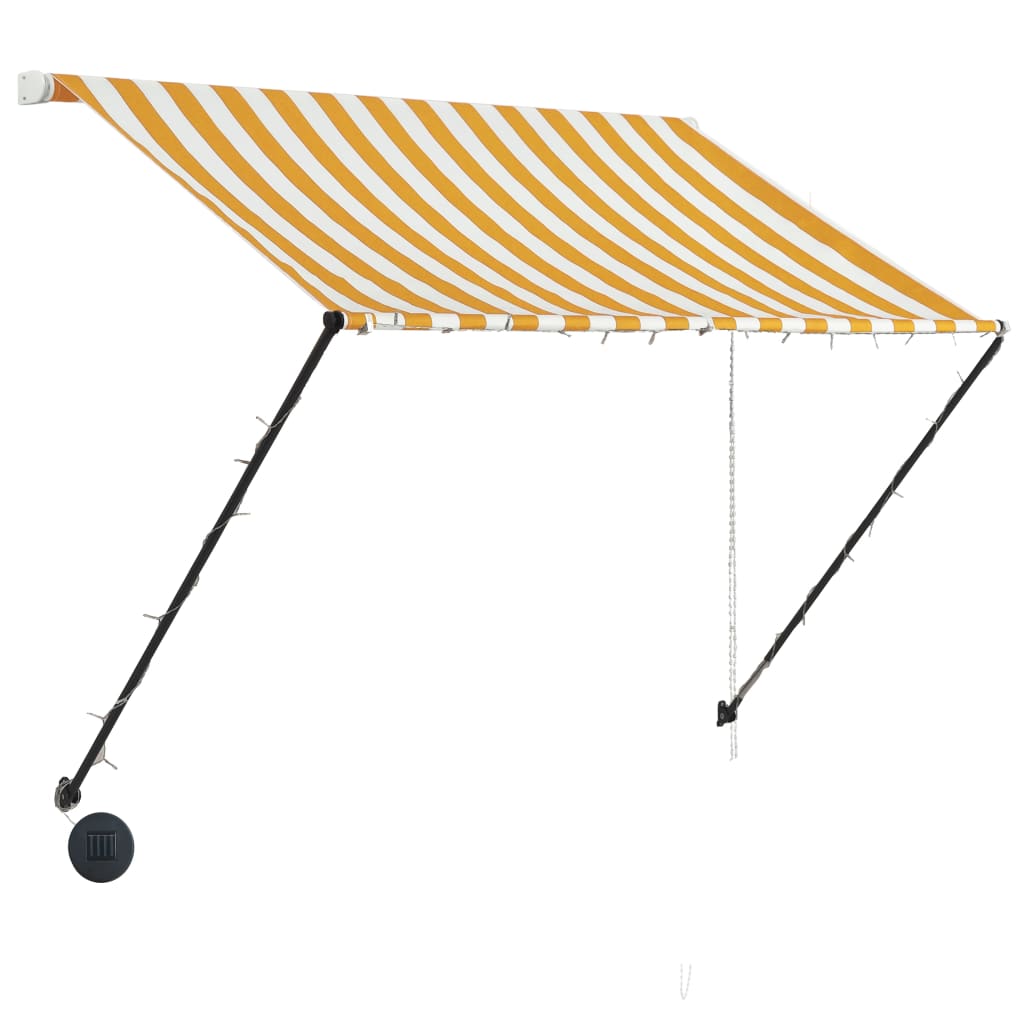 Tenda Da Sole Retrattile Con Led 150x150 Cm Giallo E Bianco - Image 3