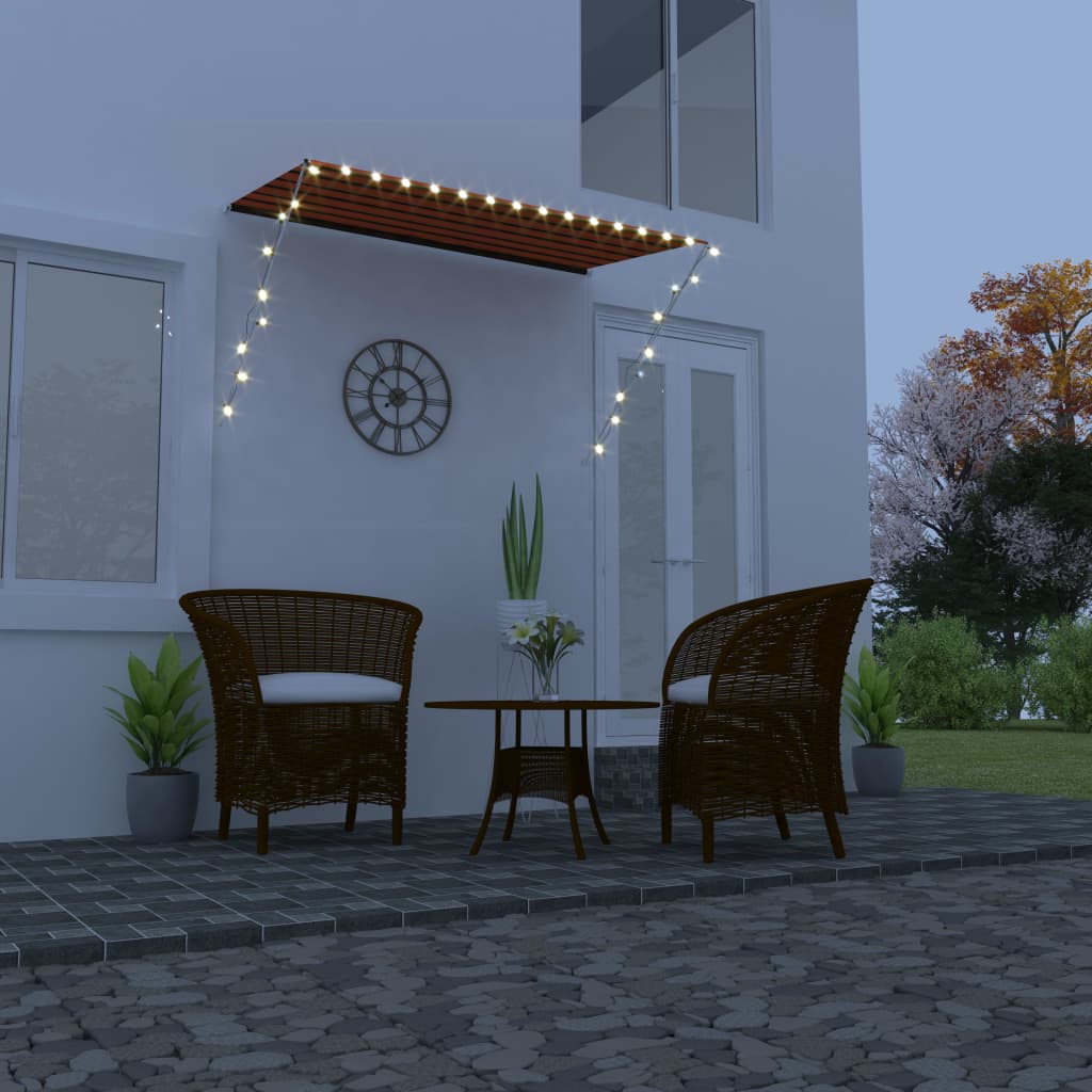 Tenda Da Sole Retrattile Con Led 250x150 Cm Arancione E Marrone