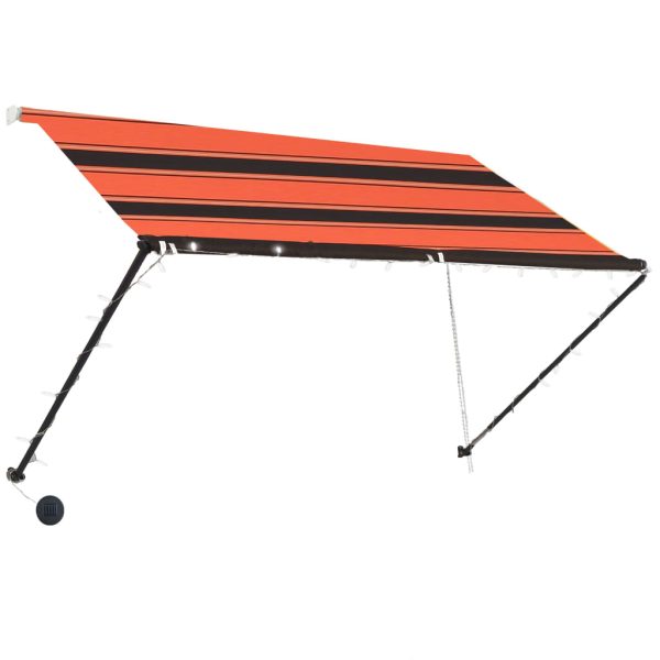 Tenda Da Sole Retrattile Con Led 250x150 Cm Arancione E Marrone - Image 3
