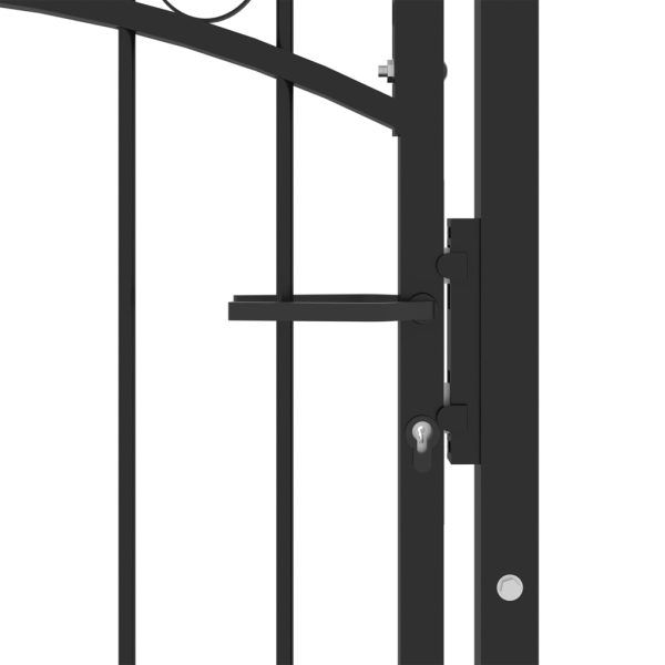 Cancello Per Recinzione Con Punte In Acciaio 100x100 Cm Nero - Image 4