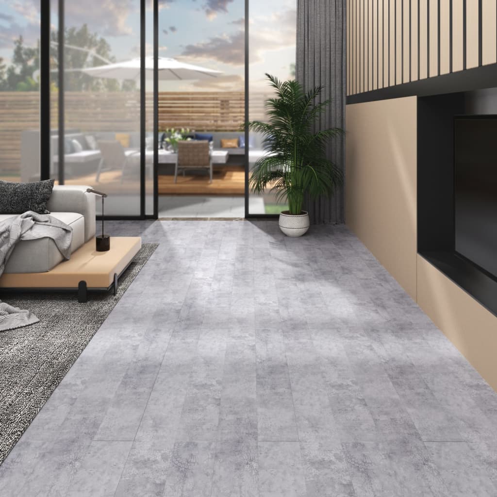 Listoni Pavimento In Pvc 4,46 M² 3mm Autoadesivi Grigio Cemento