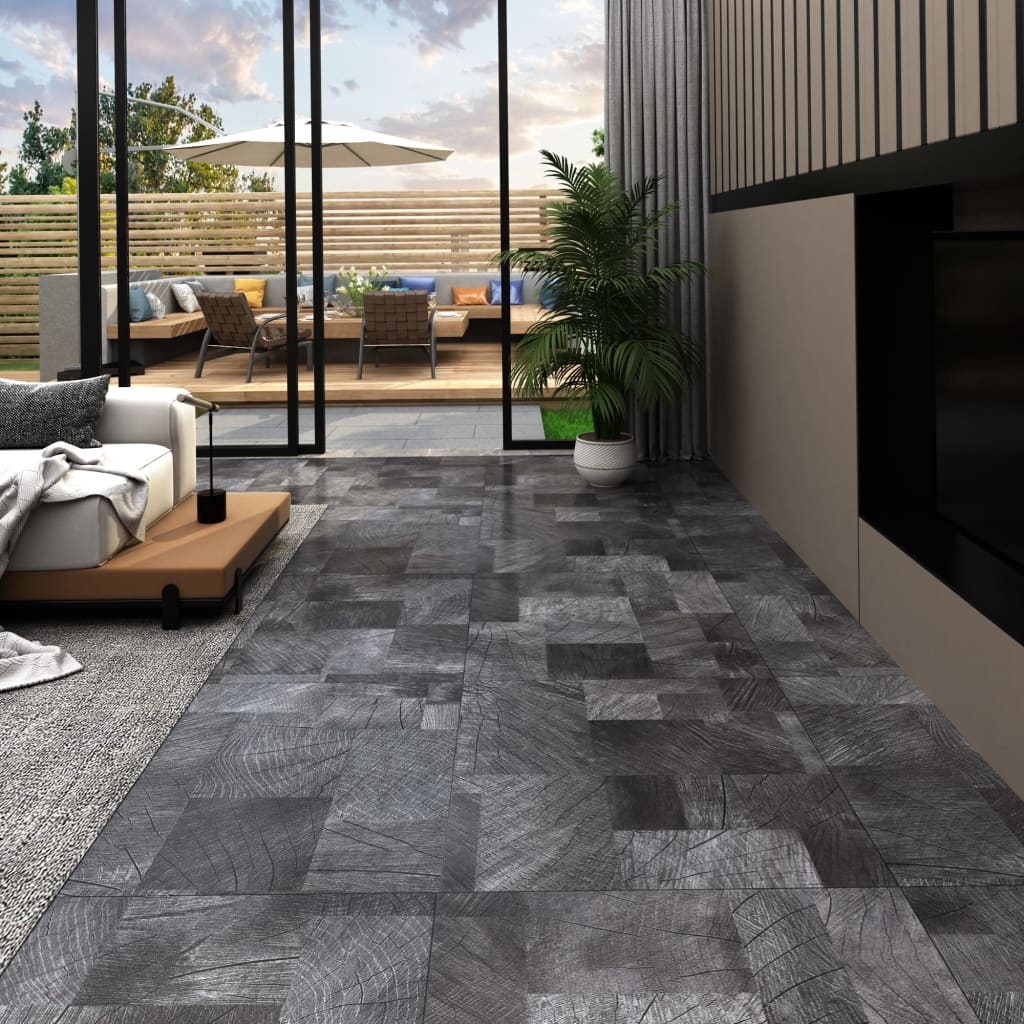 Listoni Pavimento Pvc Autoadesivi 5,11 M² Venature Legno Grigio