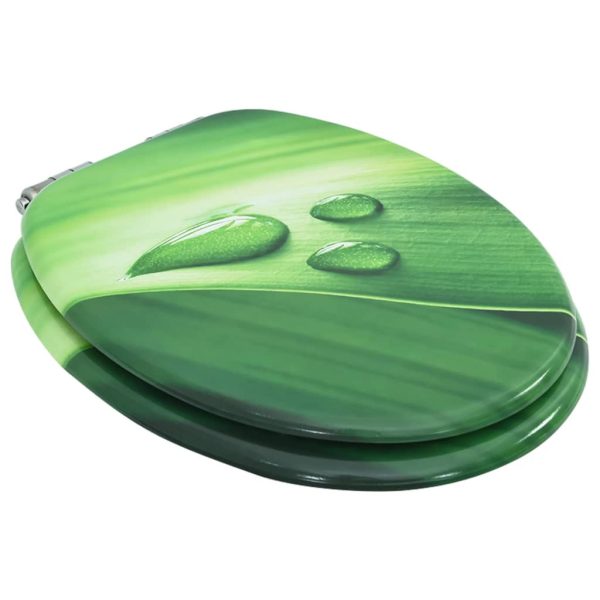 Tavoletta Wc Coperchio Chiusura Morbida Mdf Verde Goccia Acqua - Image 3
