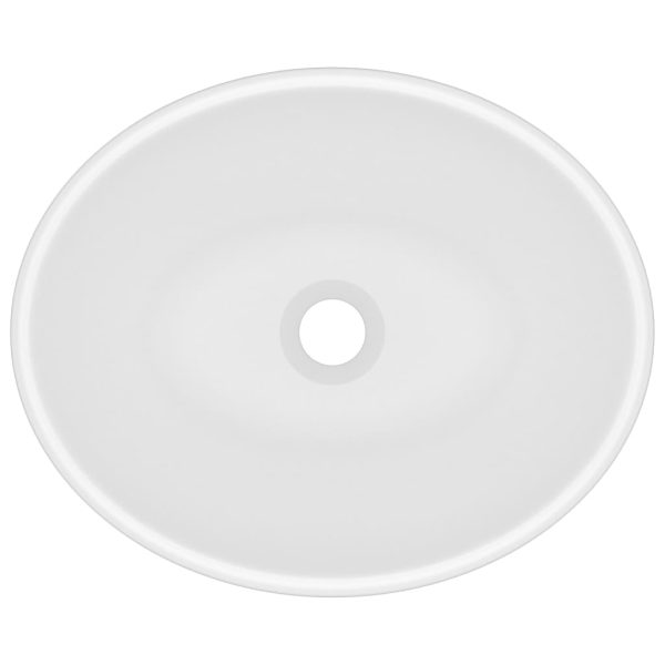 Lavandino Lusso Ovale Bianco Opaco 40x33 Cm In Ceramica - Image 4