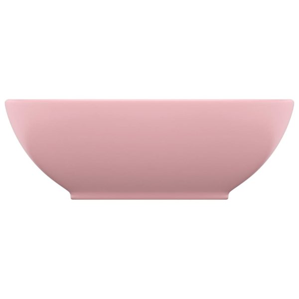 Lavandino Lusso Ovale Rosa Opaco 40x33 Cm In Ceramica - Image 3