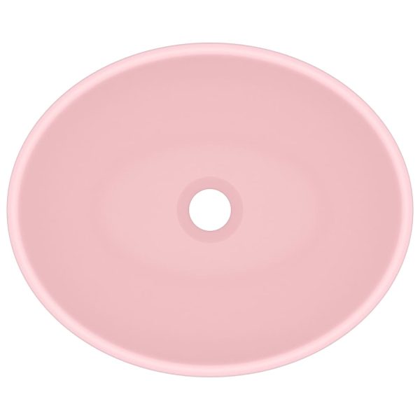 Lavandino Lusso Ovale Rosa Opaco 40x33 Cm In Ceramica - Image 4