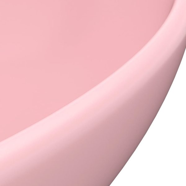 Lavandino Lusso Ovale Rosa Opaco 40x33 Cm In Ceramica - Image 5