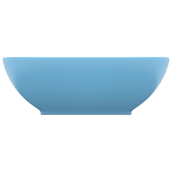 Lavandino Lusso Ovale Azzurro Opaco 40x33 Cm In Ceramica - Image 3