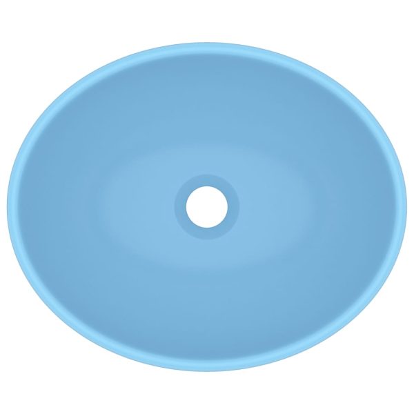Lavandino Lusso Ovale Azzurro Opaco 40x33 Cm In Ceramica - Image 4