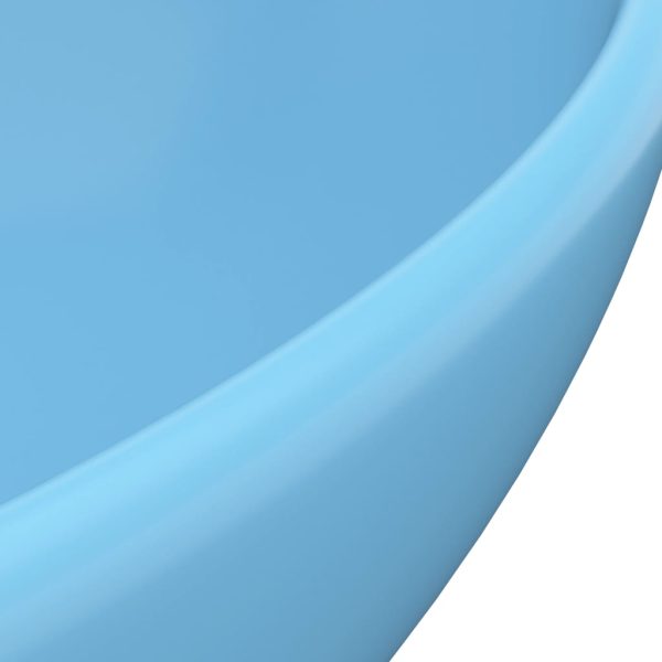 Lavandino Lusso Ovale Azzurro Opaco 40x33 Cm In Ceramica - Image 5