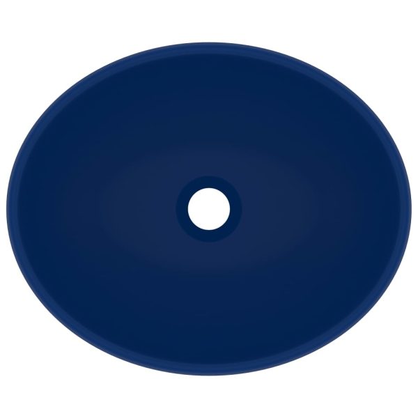 Lavandino Lusso Ovale Blu Scuro Opaco 40x33 Cm In Ceramica - Image 4