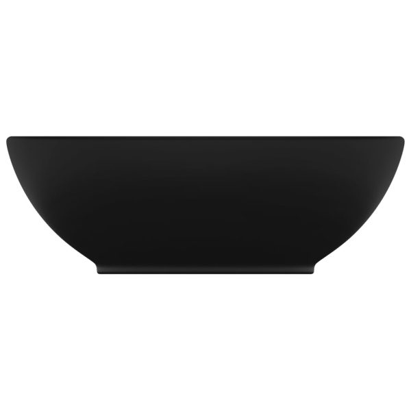 Lavandino Lusso Ovale Nero Opaco 40x33 Cm In Ceramica - Image 3