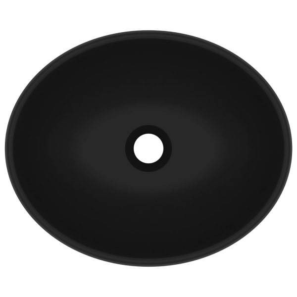 Lavandino Lusso Ovale Nero Opaco 40x33 Cm In Ceramica - Image 4