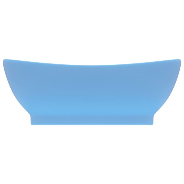 Lavabo Con Troppopieno Ovale Azzurro Opaco 58,5x39 Cm Ceramica - Image 3
