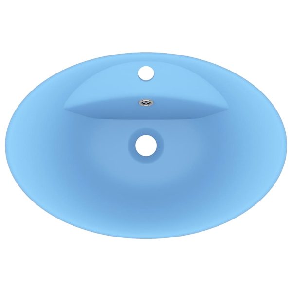 Lavabo Con Troppopieno Ovale Azzurro Opaco 58,5x39 Cm Ceramica - Image 4
