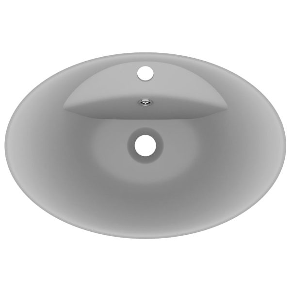 Lavabo Con Troppopieno Ovale Turchese Grigio 58,5x39 Cm Ceramica - Image 4