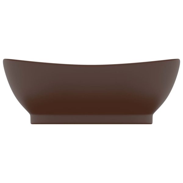 Lavabo Con Troppopieno Ovale Marrone Opaco 58,5x39cm Ceramica - Image 3