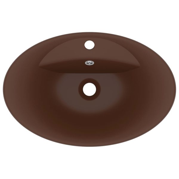 Lavabo Con Troppopieno Ovale Marrone Opaco 58,5x39cm Ceramica - Image 4