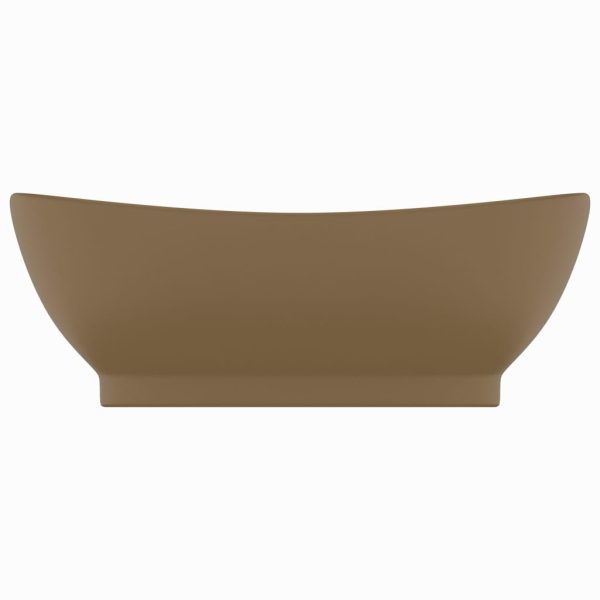 Lavandino Con Troppopieno Ovale Crema Opaco 58,5x39cm Ceramica - Image 3