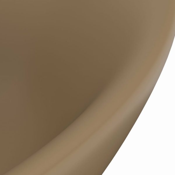 Lavandino Con Troppopieno Ovale Crema Opaco 58,5x39cm Ceramica - Image 5