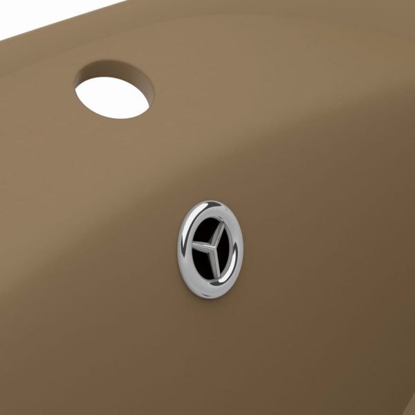 Lavandino Con Troppopieno Ovale Crema Opaco 58,5x39cm Ceramica - Image 6