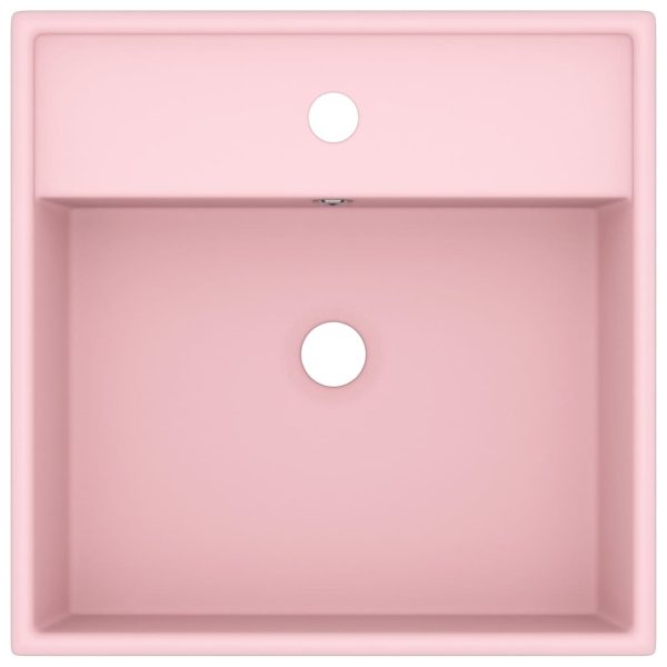 Lavabo Troppopieno Quadrato Rosa Opaco 41x41cm Ceramica - Image 3