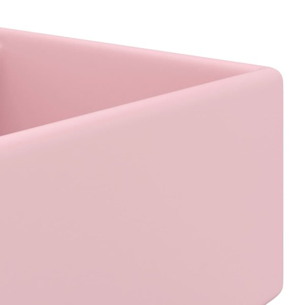 Lavabo Troppopieno Quadrato Rosa Opaco 41x41cm Ceramica - Image 4