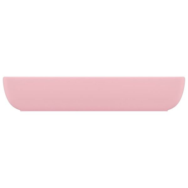 Lavandino Lusso Rettangolare Rosa Opaco 71x38 Cm In Ceramica - Image 4