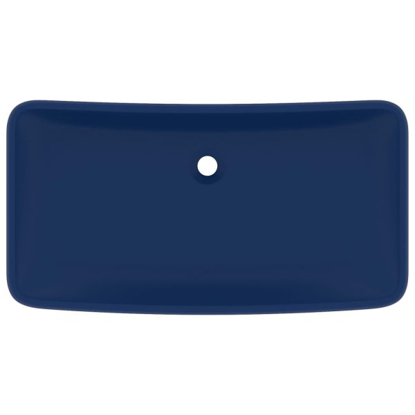 Lavabo Lusso Rettangolare Blu Scuro Opaco 71x38 Cm In Ceramica - Image 3