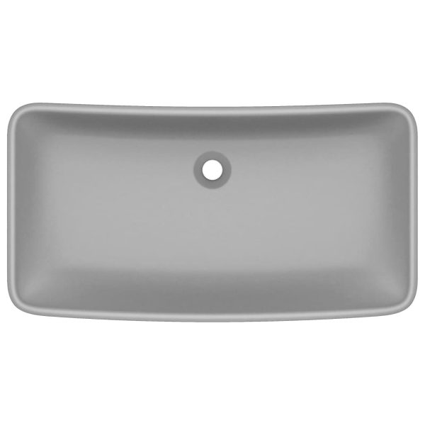 Lavabo Lusso Rettangolare Grigio Chiaro Opaco 71x38 Cm Ceramica - Image 3