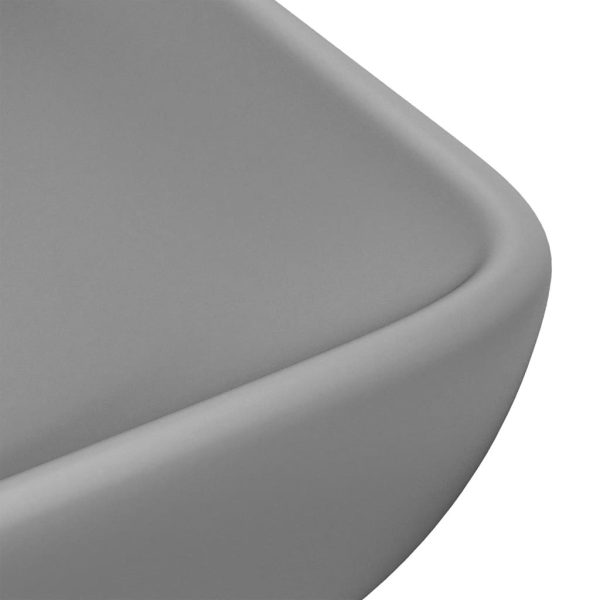 Lavabo Lusso Rettangolare Grigio Chiaro Opaco 71x38 Cm Ceramica - Image 5