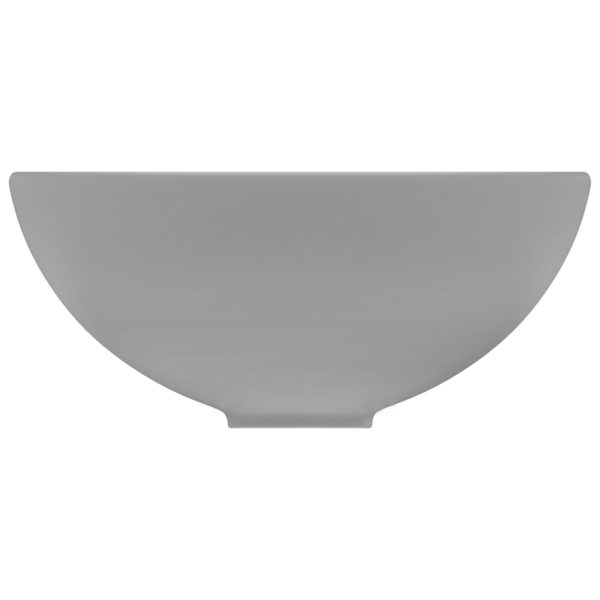 Lavandino Lusso Rotondo Grigio Chiaro Opaco 32,5x14 Cm Ceramica - Image 4