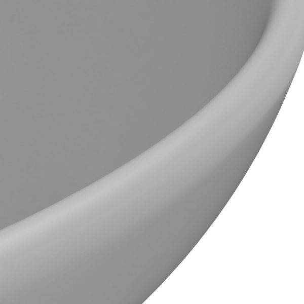 Lavandino Lusso Rotondo Grigio Chiaro Opaco 32,5x14 Cm Ceramica - Image 5