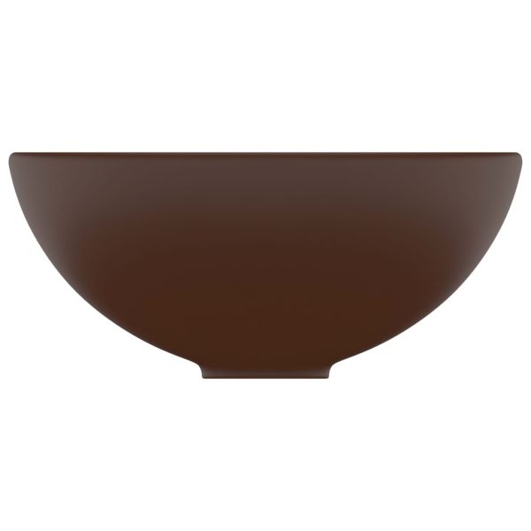 Lavandino Lusso Rotondo Marrone Scuro Opaco 32,5x14 Cm Ceramica - Image 4