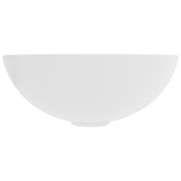 Lavandino Da Bagno In Ceramica Bianco Opaco Rotondo - Image 3