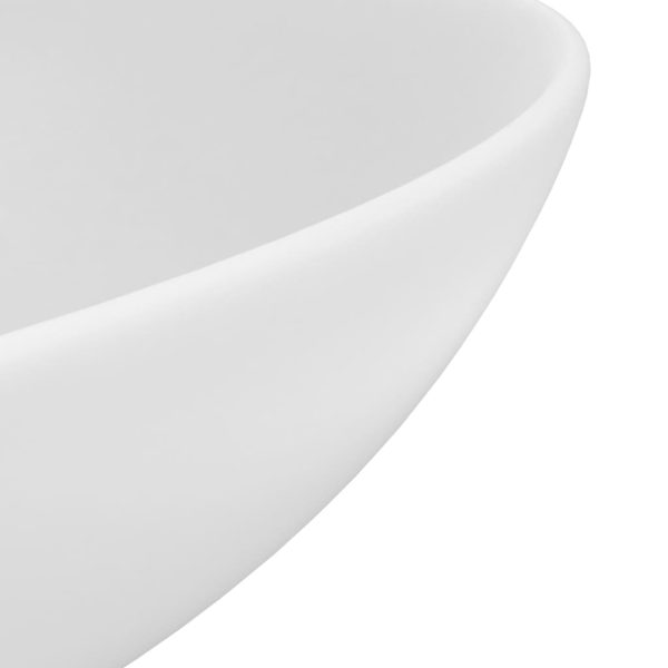 Lavandino Da Bagno In Ceramica Bianco Opaco Rotondo - Image 5
