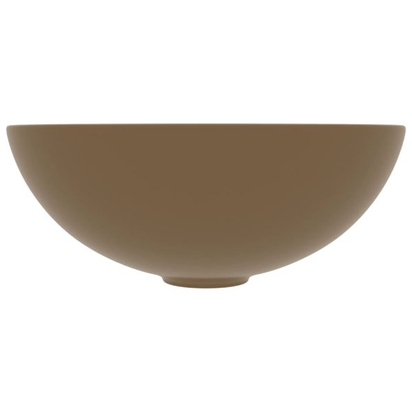 Lavandino Da Bagno In Ceramica Crema Opaco Rotondo - Image 3