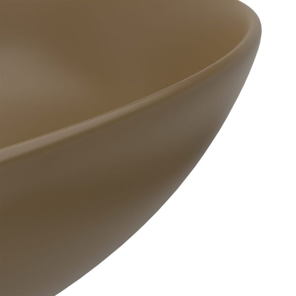 Lavandino Da Bagno In Ceramica Crema Opaco Rotondo - Image 5