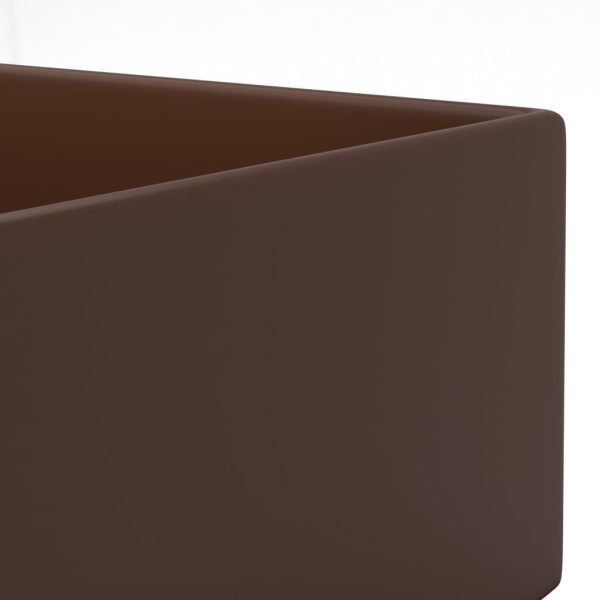Lavandino Con Troppopieno In Ceramica Marrone Scuro - Image 6