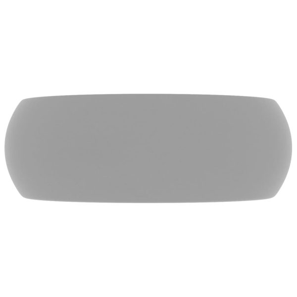 Lavandino Lusso Rotondo Grigio Chiaro Opaco 40x15cm In Ceramica - Image 4