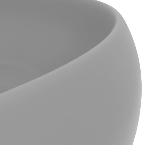 Lavandino Lusso Rotondo Grigio Chiaro Opaco 40x15cm In Ceramica - Image 5