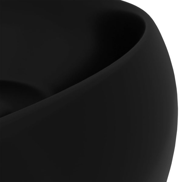 Lavandino Lusso Rotondo Nero Opaco 40x15 Cm In Ceramica - Image 5