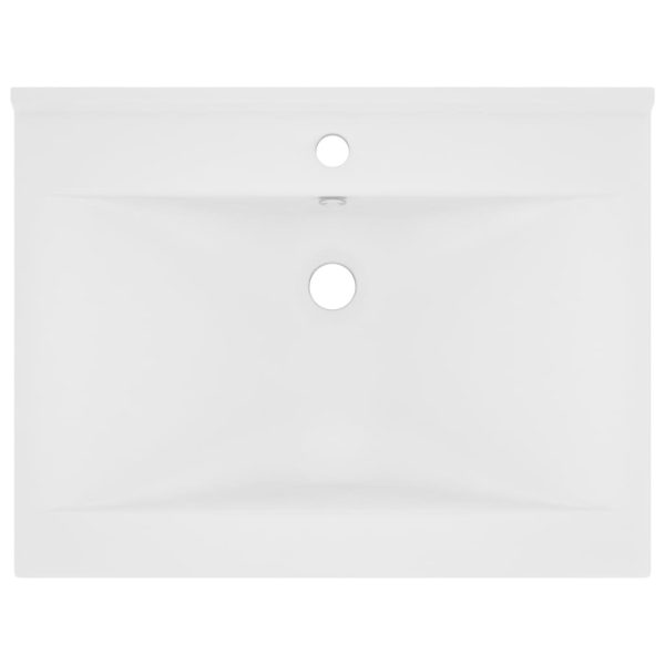 Lavandino Con Foro Rubinetto Bianco Opaco 60x46 Cm In Ceramica - Image 3