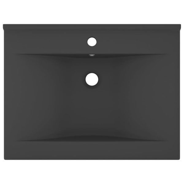 Lavabo Con Foro Rubinetto Grigio Scuro Opaco 60x46 Cm Ceramica - Image 3